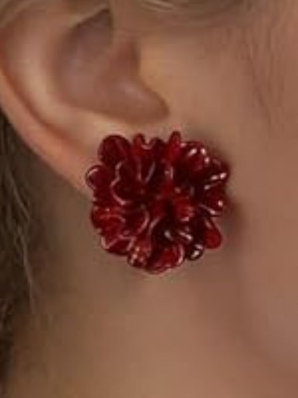 NEW Acrylic Flower Earrings Stud Earrings Red Acrylic Floral Earrings Resin Set